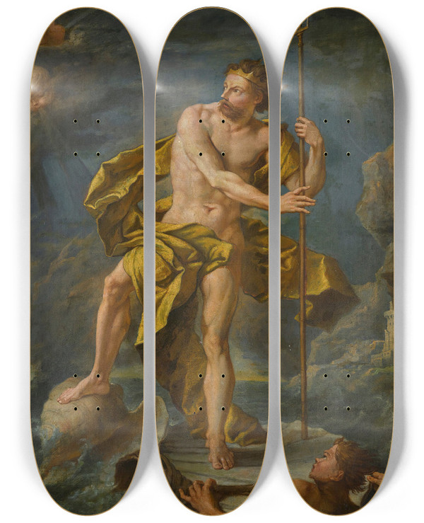 Triptych art skateboard deck of Neapolitan School Neptune by Neapolitan School