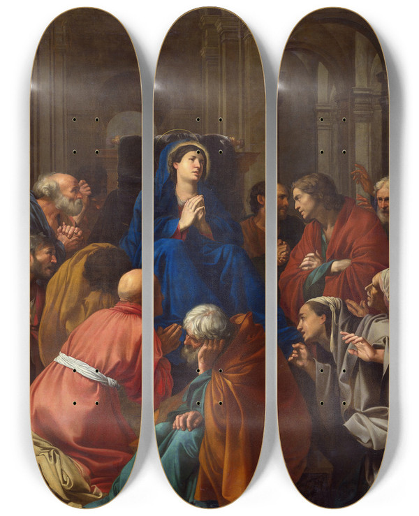 Triptych art skateboard deck of Carlo Saraceni The Dormition Of The Virgin by Carlo Saraceni (1579-1620)
