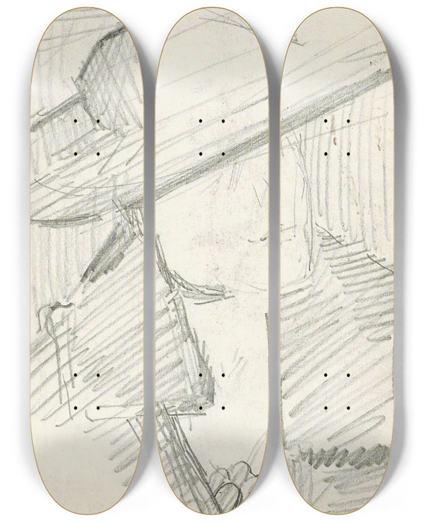 Triptych art skateboard deck of Reijer Stolk Portret Van Een Vrouw Met Een Hoed by Reijer Stolk (1896-1945)