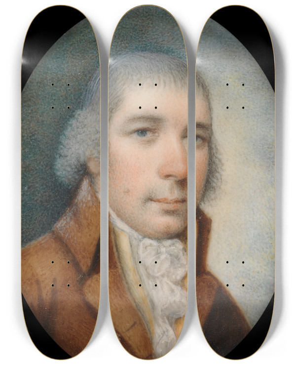 Triptych art skateboard deck of Charles Wilson Peale Portrait Of A Gentleman by Charles Willson Peale