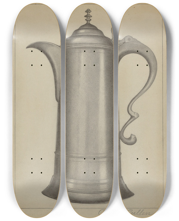 Triptych art skateboard deck of Charles Cullen Pewter Flagon_2 by Charles Cullen (20-)