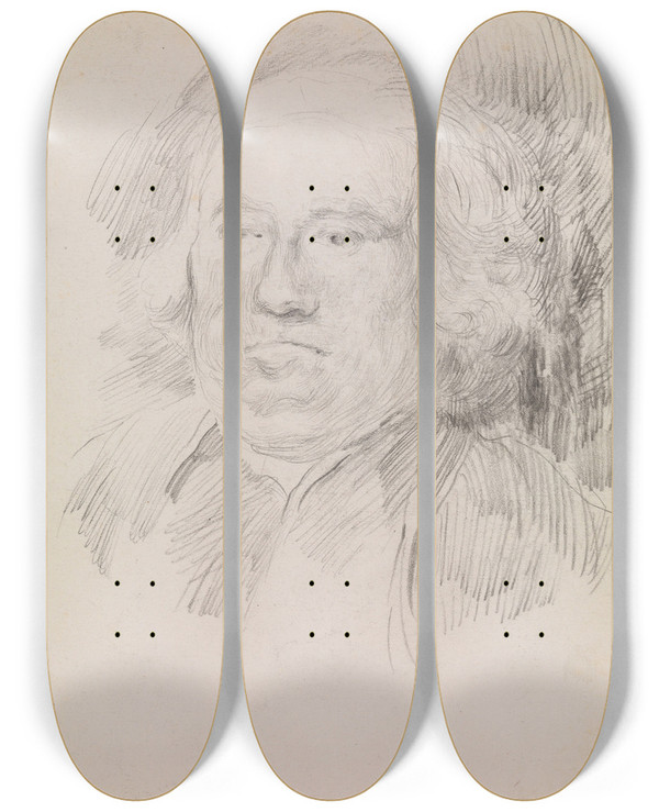 Triptych art skateboard deck of James Ensor Portrait Of A Man_2 by James Ensor (1860-1949)