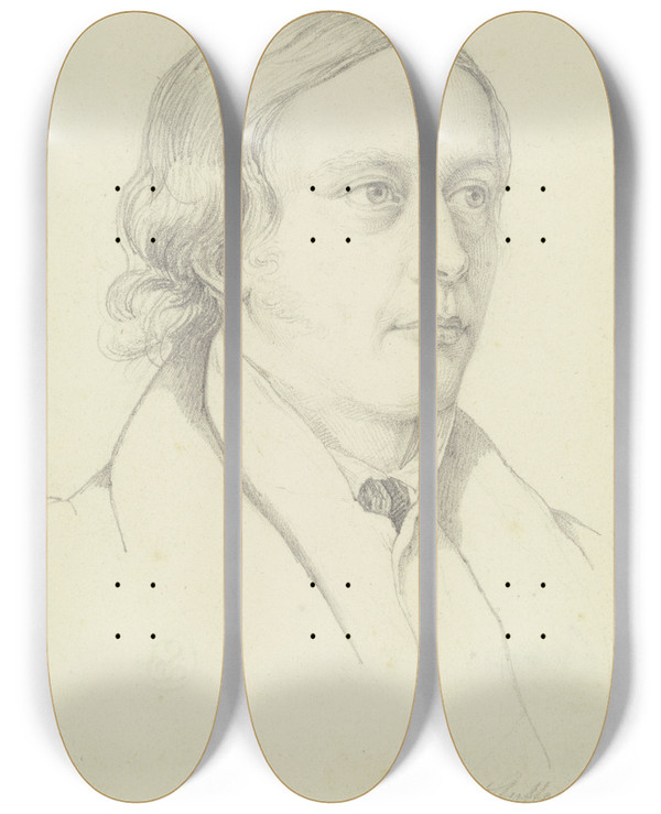 Triptych art skateboard deck of Nikolaus Hoff Bildnis Des Stuttgarter Bankiers Tiedemann by Nikolaus Hoff (1798-1873)