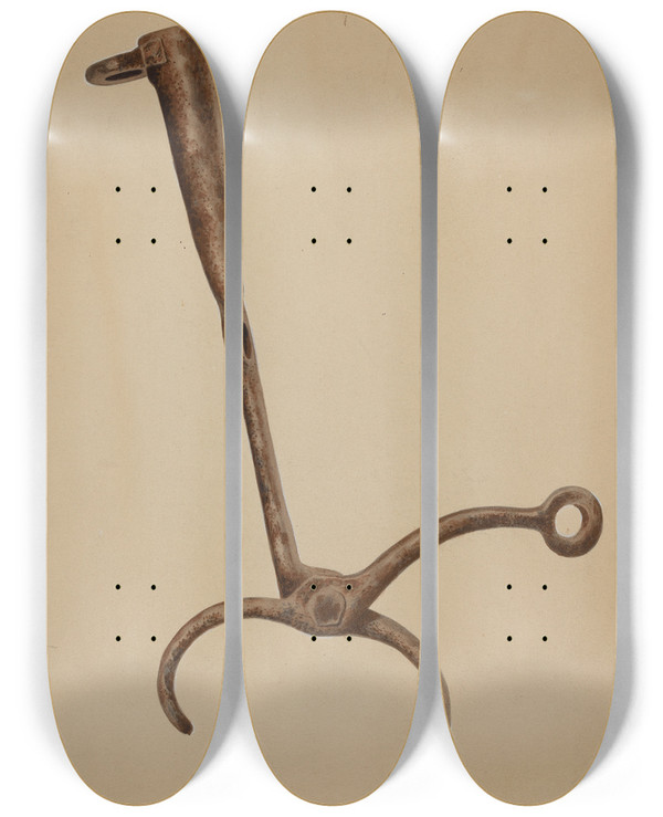 Triptych art skateboard deck of William Frank Snubber For Bull by William Frank