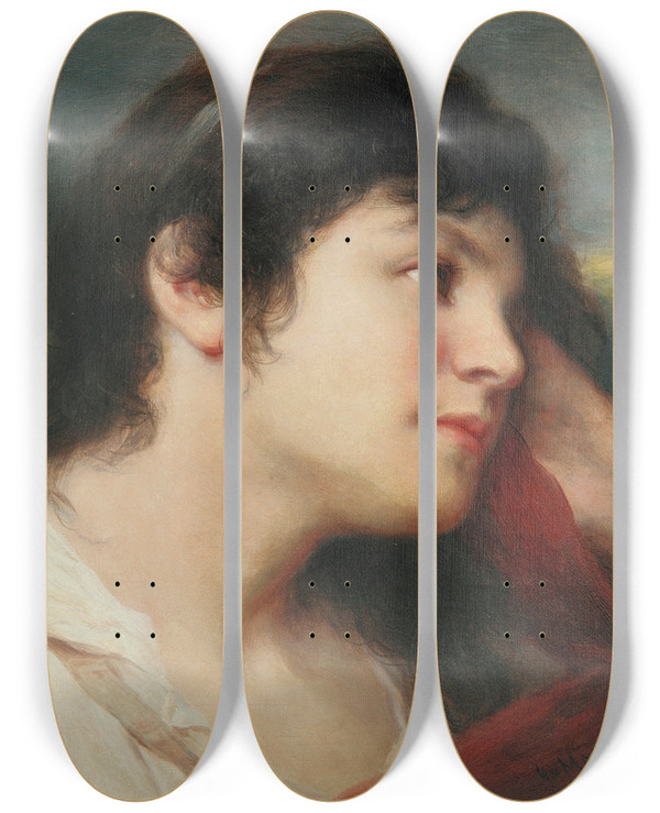 Triptych art skateboard deck of Gabriel Von Max Vertrumt by Gabriel Von Max (1840-1915)
