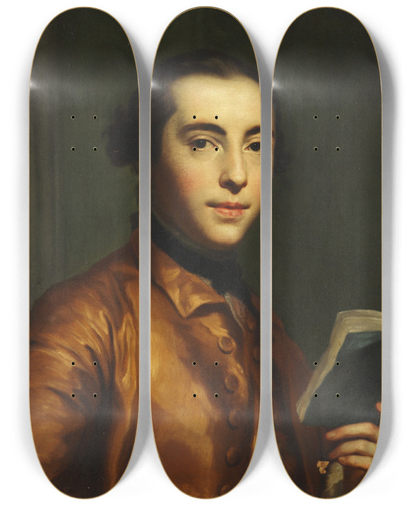 Triptych art skateboard deck of Peder Als Portrt Af Anton Raphael Mengs by Peder Als (1725-1775)