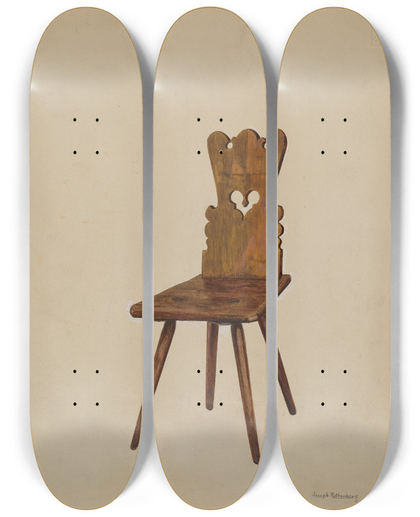 Triptych art skateboard deck of Joseph Rothenberg Side Chair_3 by Joseph Rothenberg