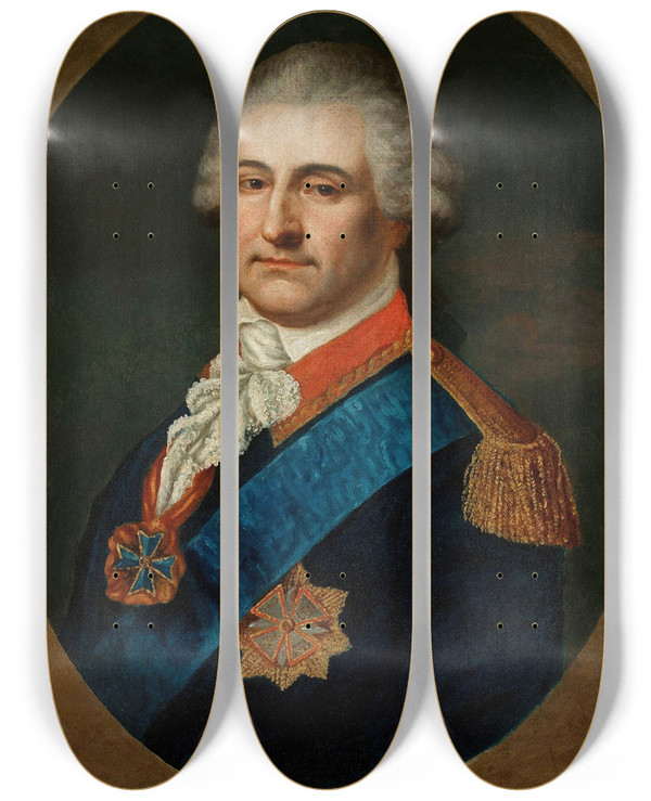 Triptych art skateboard deck of Johann Baptist Von Lampi The Elder Portrait Of Stanisaw August Poniatowski In The Generals Uniform by Johann Baptist Von Lampi The Elder (1751-1830)