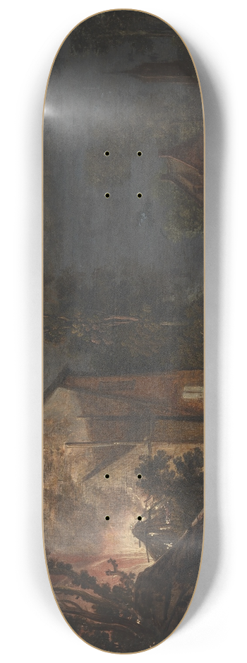 Esaias van de Velde - A Village Looted at Night 8.25 inch art skate deck
