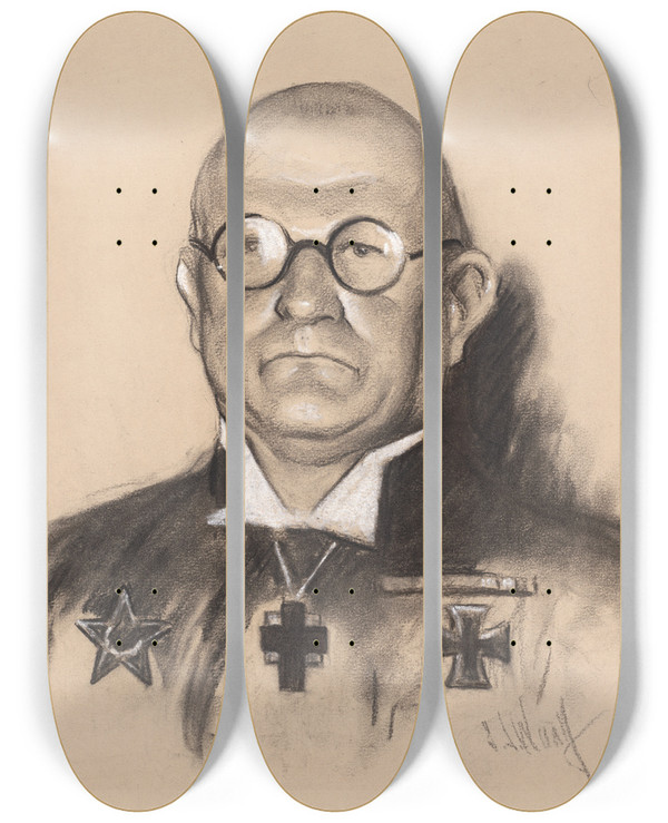 Triptych art skateboard deck of Samuel Johnson Woolf Ludwig Mueller by Samuel Johnson Woolf (1880-1948)