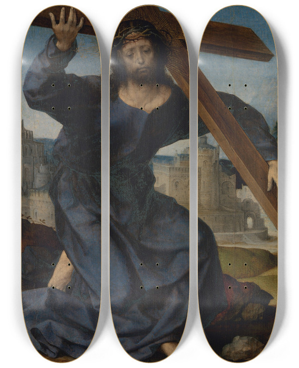 Triptych art skateboard deck of Jan Gossaert Christ Carrying The Cross by Jan Gossaert (1478-1532)
