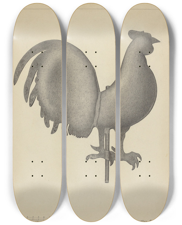 Triptych art skateboard deck of Rollington Campbell Weather Vane_2 by Rollington Campbell