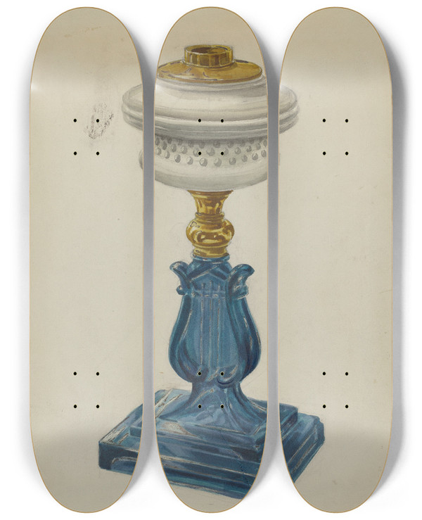 Triptych art skateboard deck of Marcus Moran Lamp by Marcus Moran