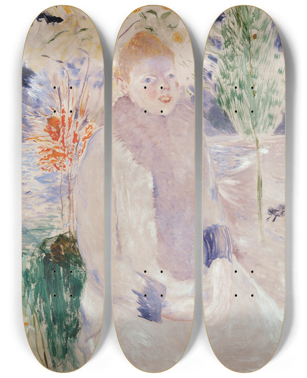 Triptych art skateboard deck of Ernst Josephson Portrait Of A Lady by Ernst Josephson (1851-1906)