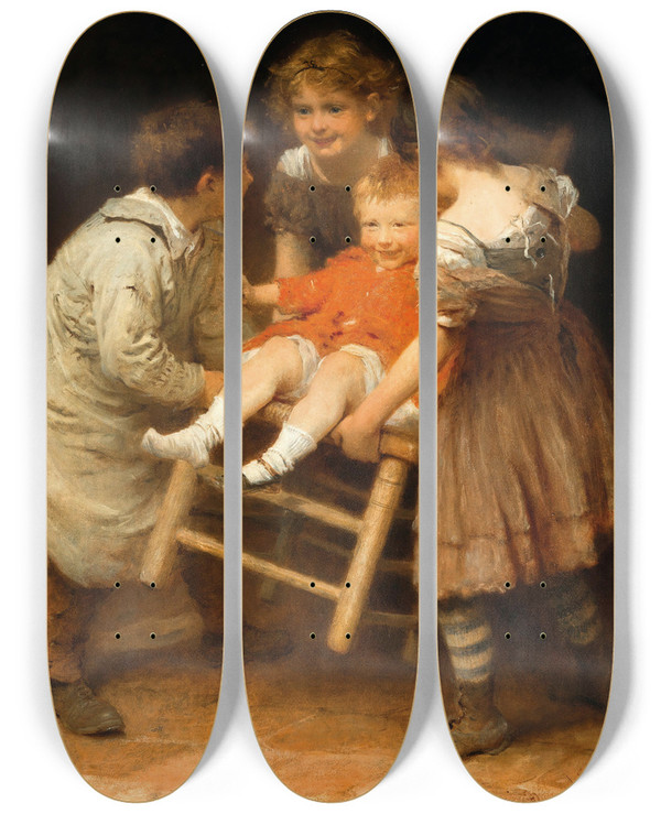 Triptych art skateboard deck of John Morgan A Ride by John Morgan (1822-1885)