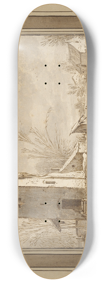 Esaias van de Velde - Winter Landscape with Tower 8.25 inch art skate deck