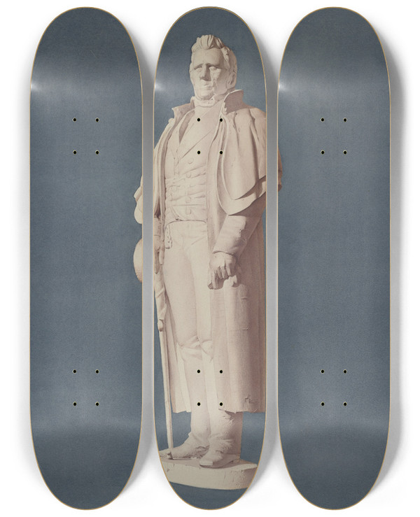 Triptych art skateboard deck of Joseph Goldberg Figurehead Of Andrew Jackson by Joseph Goldberg