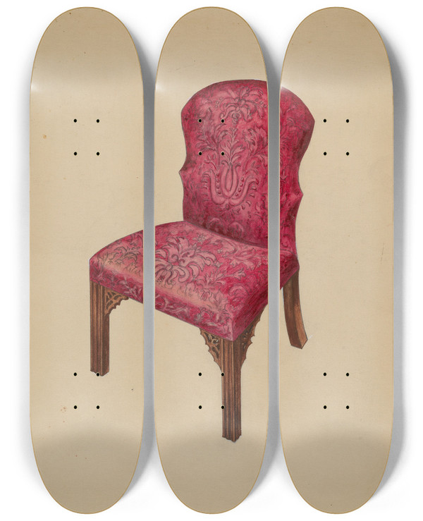 Triptych art skateboard deck of Arthur Johnson Side Chair_1 by Arthur Johnson