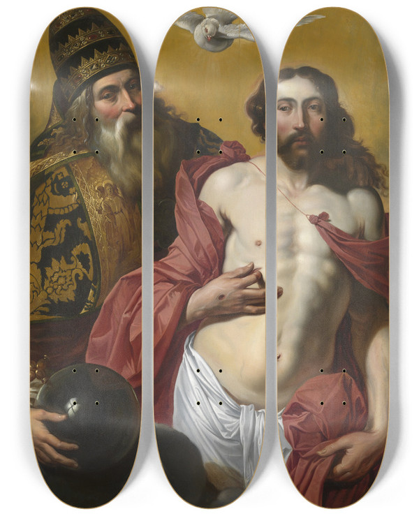Triptych art skateboard deck of Artus Wolffort The Holy Trinity_1 by Artus Wolffort (1581-1641)