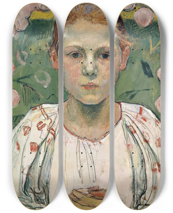 Triptych art skateboard deck of Ferdinand Hodler Portrait Of Kthe Von Bach In The Garden by Ferdinand Hodler (1853-1918)