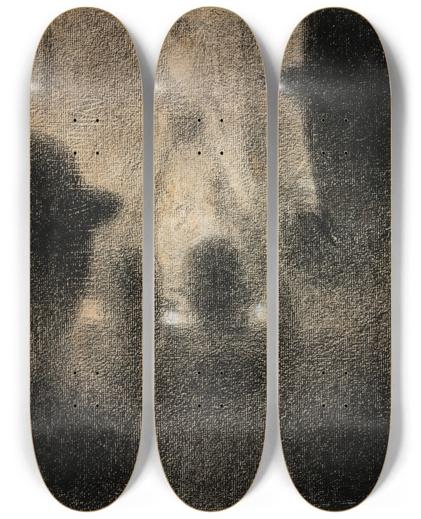 Triptych art skateboard deck of Georges Seurat Cafconcert by Georges Seurat (1859-1891)