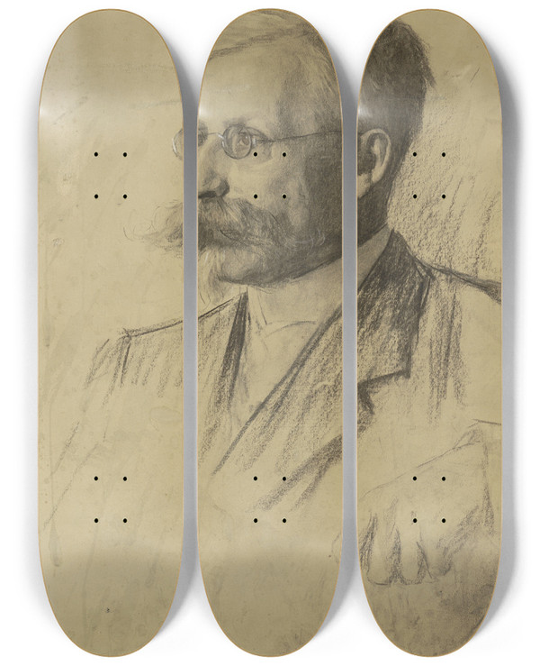 Triptych art skateboard deck of Thrse Schwartze Portret Van De Heer Van Duyl_2 by Therese Schwartze (1851-1918)