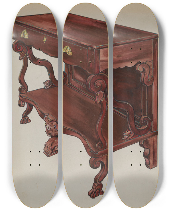 Triptych art skateboard deck of Sebastian Simonet Table by Sebastian Simonet