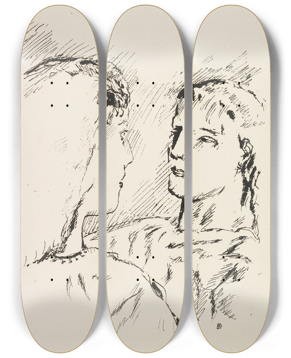 Triptych art skateboard deck of Pierre Bonnard Vollard A Sainte Monique by Pierre Bonnard (1867-1947)