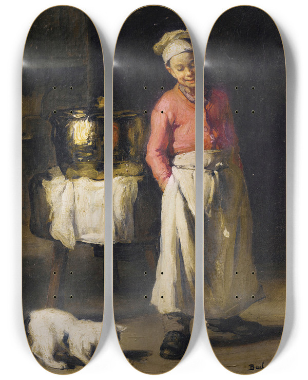 Triptych art skateboard deck of Joseph Bail The Apprentice Joseph Bai by Joseph Bail (1862-1921)