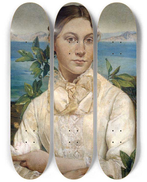Triptych art skateboard deck of Ary Cornelis Renan Portrait De Nomi Renan Dixsept Ans by Ary Cornelis Renan (1857-1900)