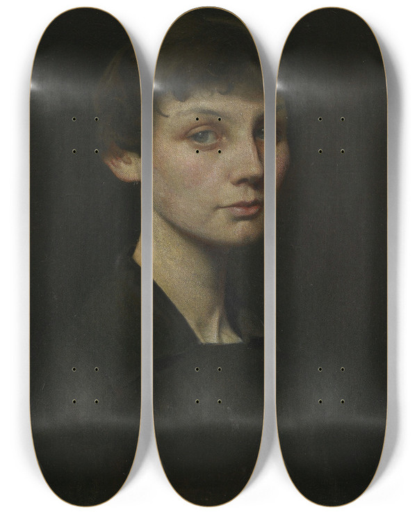Triptych art skateboard deck of George De Forest Brush Portrait Of Mrs Brush by George De Forest Brush (1855-1941)