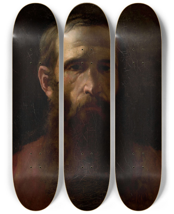 Triptych art skateboard deck of Witold Pruszkowski Portrait Of Aleksander Gierymski by Witold Pruszkowski (1846-1896)