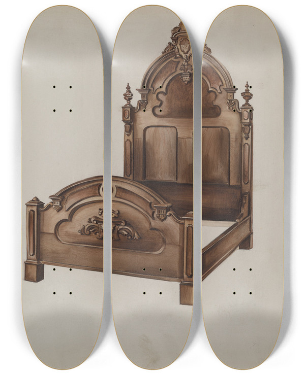 Triptych art skateboard deck of Natalie Simon Bed by Natalie Simon