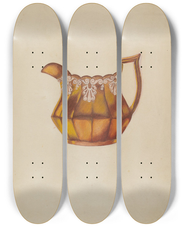 Triptych art skateboard deck of Samuel O Klein Pitcher_3 by Samuel O Klein