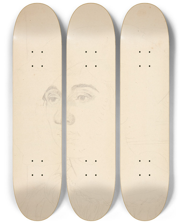 Triptych art skateboard deck of Viking Eggeling Original Drawings 34 by Viking Eggeling (1880-1925)