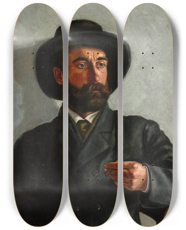 Triptych art skateboard deck of Stanisaw Witkiewicz Selfportrait by Stanislaw Witkiewicz (1851-1915)
