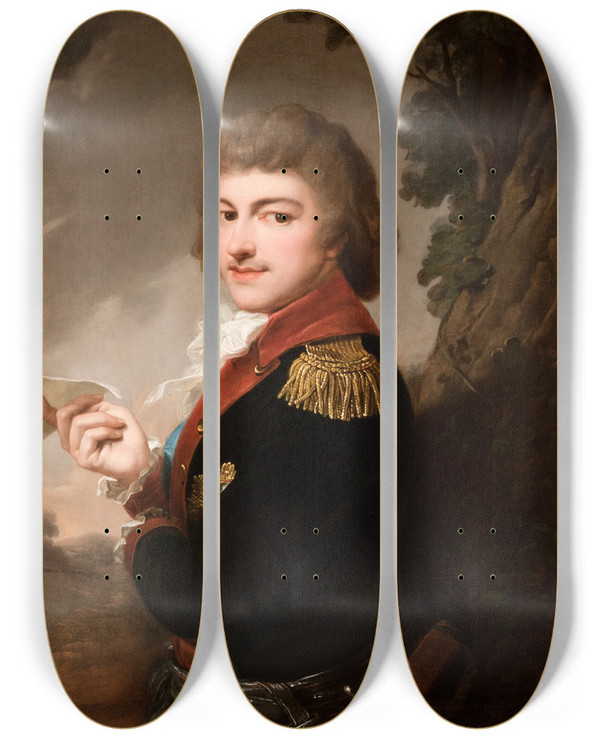 Triptych art skateboard deck of Josef Grassi Portrait Of Micha Kleofas Ogiski by Josef Grassi (1757-1838)
