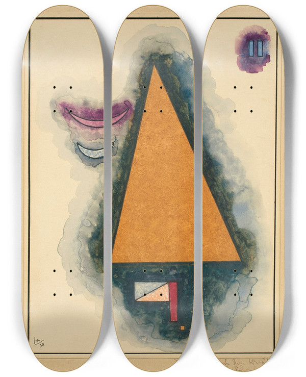 Triptych art skateboard deck of Wassily Kandinsky Ohne Titel_12 by Wassily Kandinsky (1866-1944)