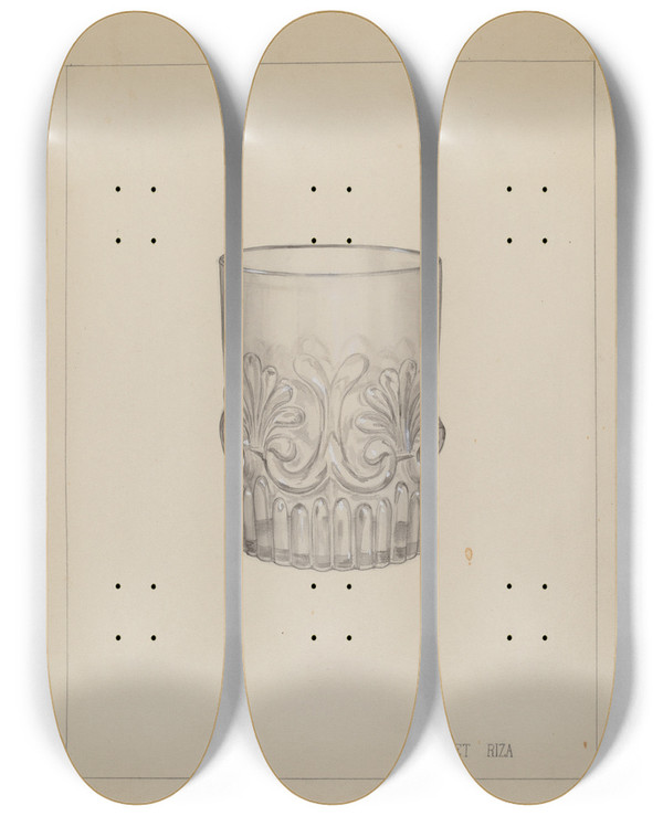 Triptych art skateboard deck of Janet Riza Tumbler_2 by Janet Riza (20-)