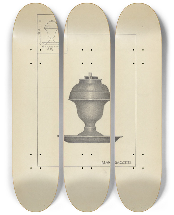 Triptych art skateboard deck of Matthew Mangiacotti Lamp_5 by Matthew Mangiacotti