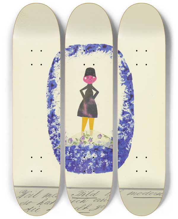 Triptych art skateboard deck of John Elsas Weil Mein Bild Ist Modern by John Elsas (1851-1935)