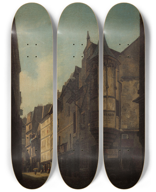 Triptych art skateboard deck of Lambert Noll Lchauguette De Lhtel De Schomberg Langle Des Rues Bailleul Et Jean Tison by Lambert Nolle (19-)