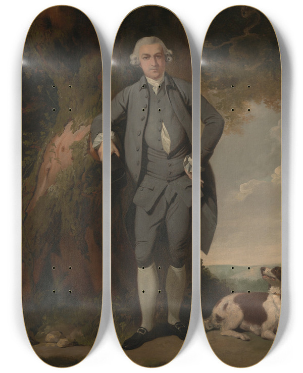 Triptych art skateboard deck of Francis Wheatley Mr Bentley by Francis Wheatley (1747-1801)