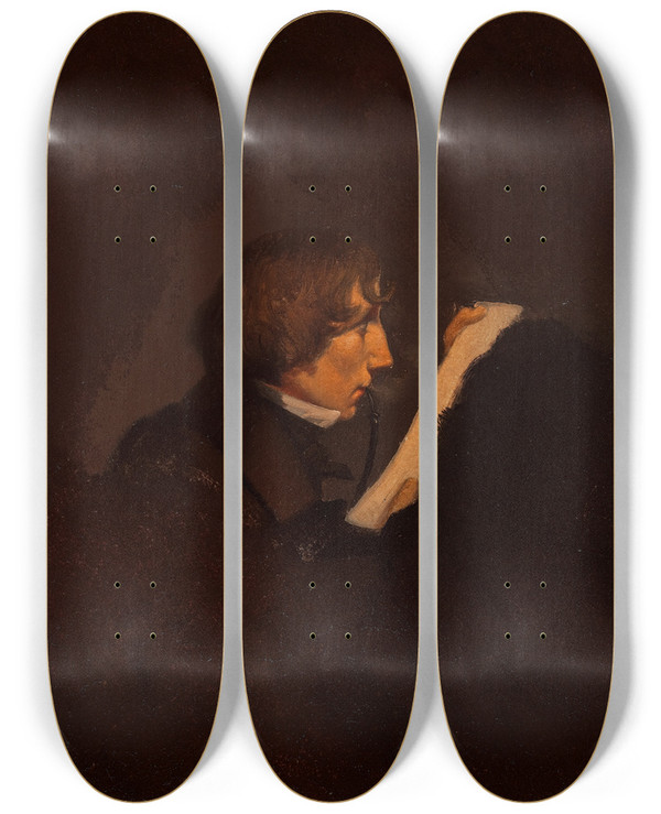 Triptych art skateboard deck of Wilhelm Bendz Heinrich Crola by Wilhelm Bendz (1804-1832)