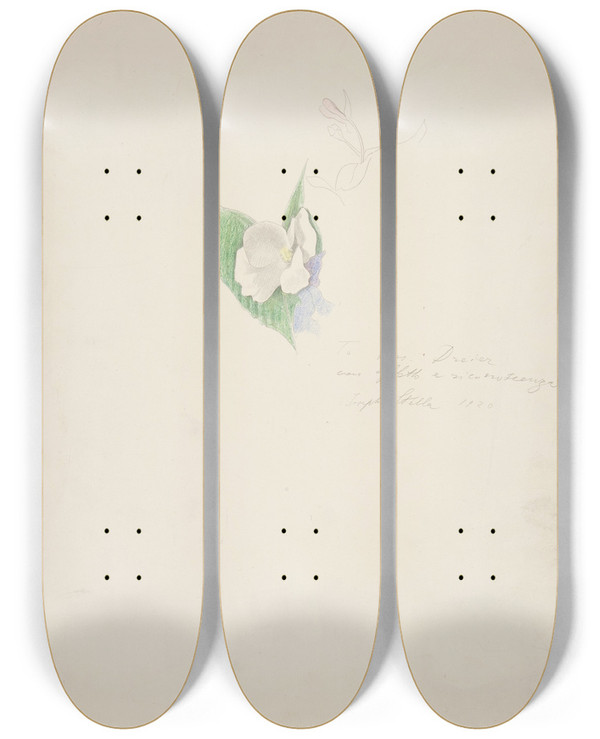 Triptych art skateboard deck of Joseph Stella Flower by Joseph Stella (1877-1946)