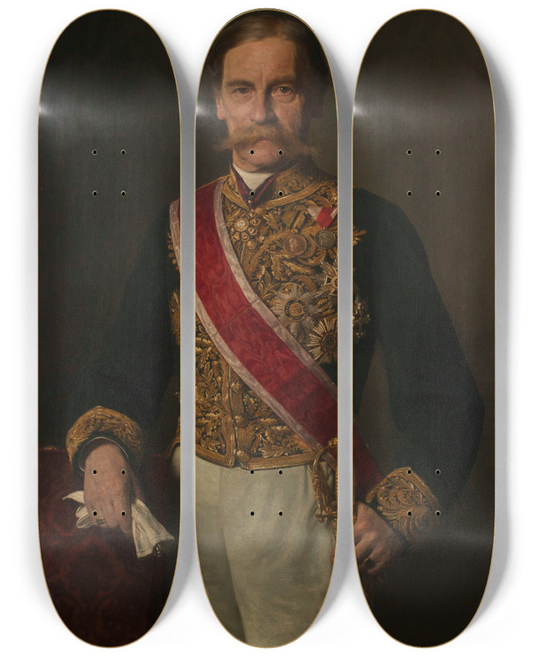Triptych art skateboard deck of Sigmund Lallemand Karl Siegmund Graf Von Hohenwart by Sigmund Lallemand (1840-1910)