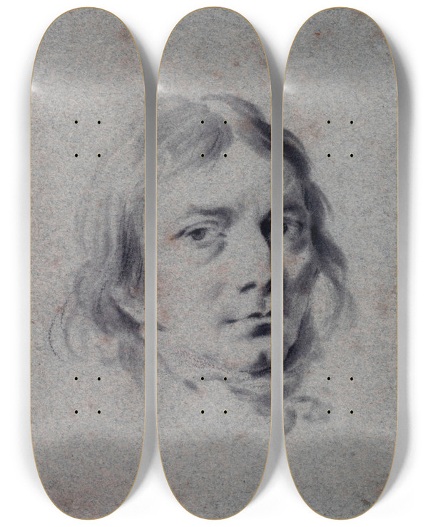 Triptych art skateboard deck of Louis Lopold Boilly Portrait Dhomme by Louis Leopold Boilly (1761-1845)
