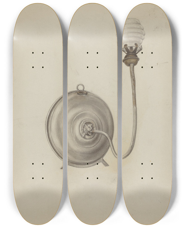Triptych art skateboard deck of Jacob Lipkin Combination Wall And Standing Lamp by Jacob Lipkin