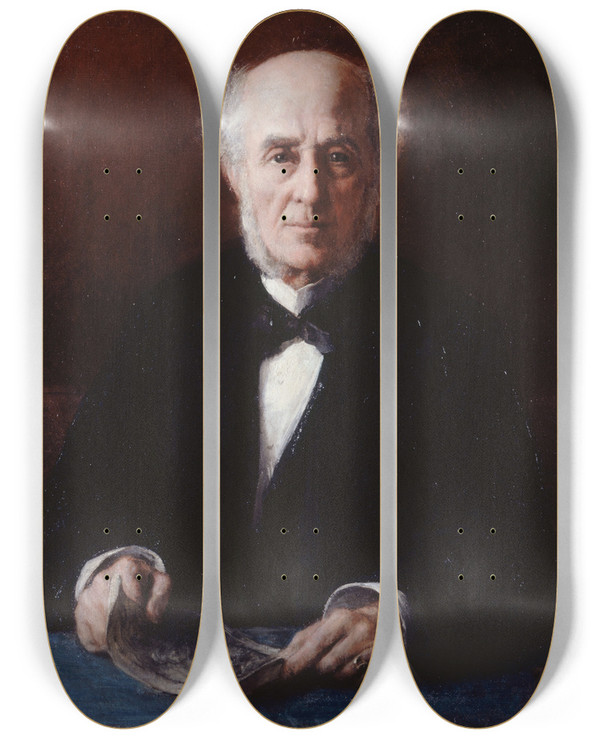 Triptych art skateboard deck of Jules Emmanuel Valadon Portrait Dtienne Arago 18021892 Crivain Et Homme Politique by Jules Emmanuel Valadon (1826-1900)