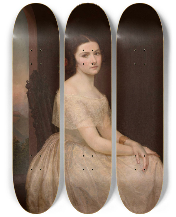 Triptych art skateboard deck of Zofia Szymanowskalenartowicz Selfportrait by Zofia Szymanowska-Lenartowicz (1825-1870)